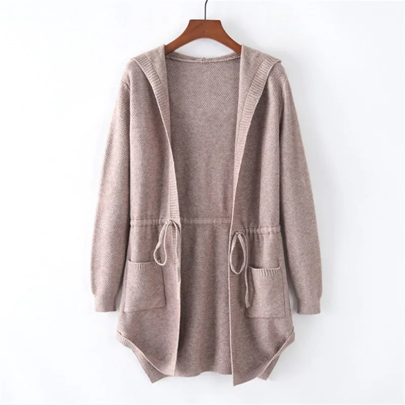 

Artguy New Women Casual Style Autumn Winter Long Sleeve Loose Cardigan Hooded Knitted Overcoat Sweater Knitwear Tops