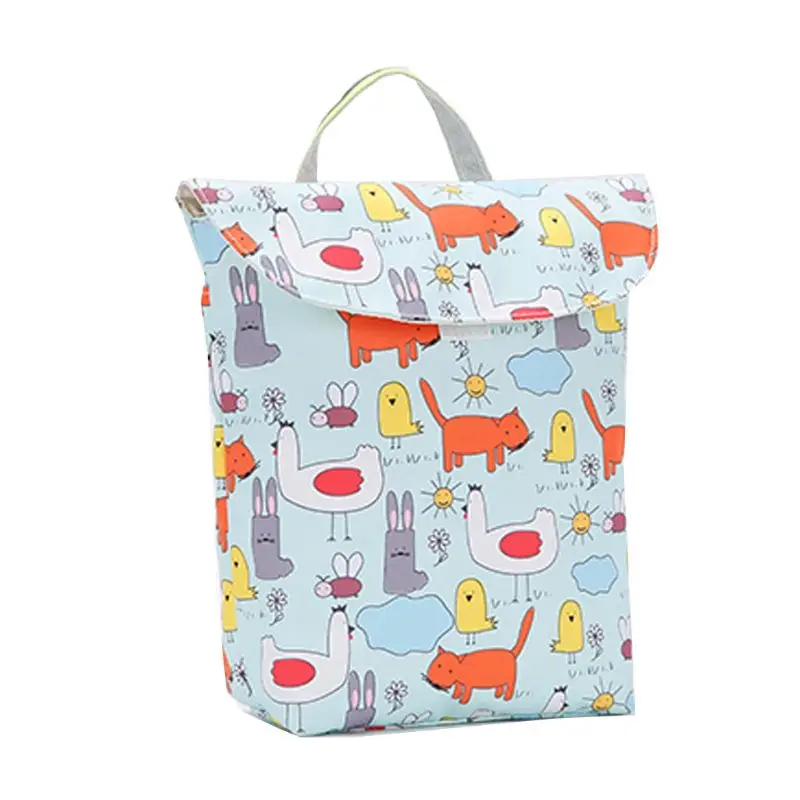 Animals Size L Мультфильм печати влажная сухая сумка Детские Пеленки сумка-Органайзер многоразовый карман для детских подгузников Сумка - Цвет: Animals Size L