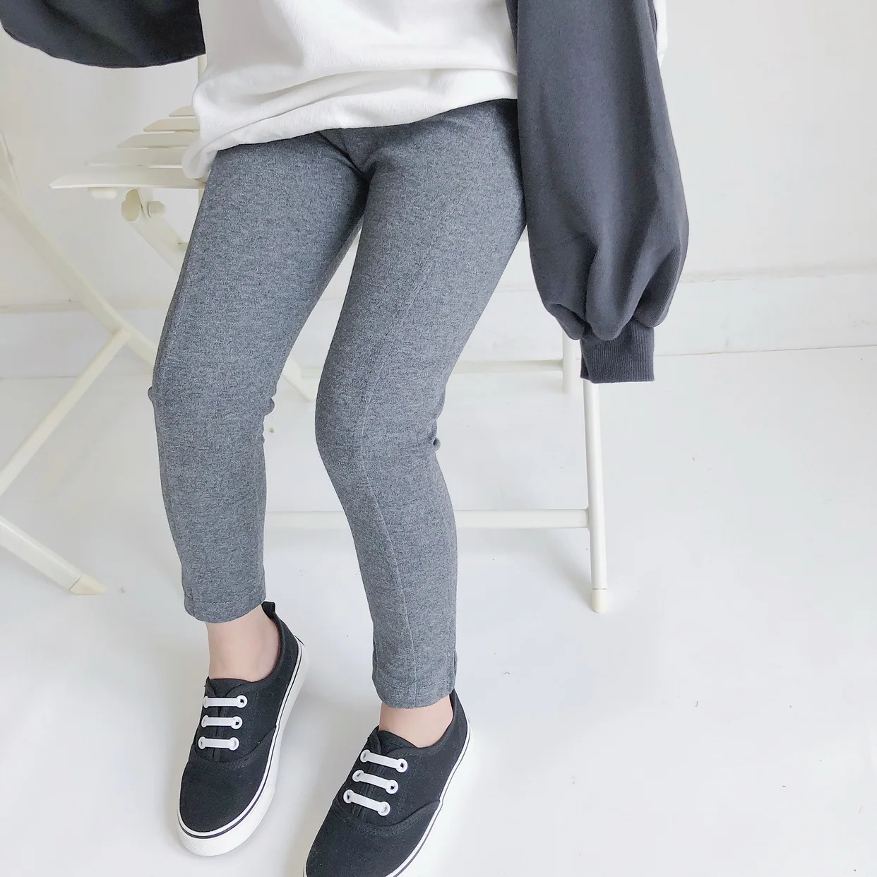 2019ins Autumn And Winter Versitile Fashion kai jiao Fork Design Girls Candy-Colored Run Leggings