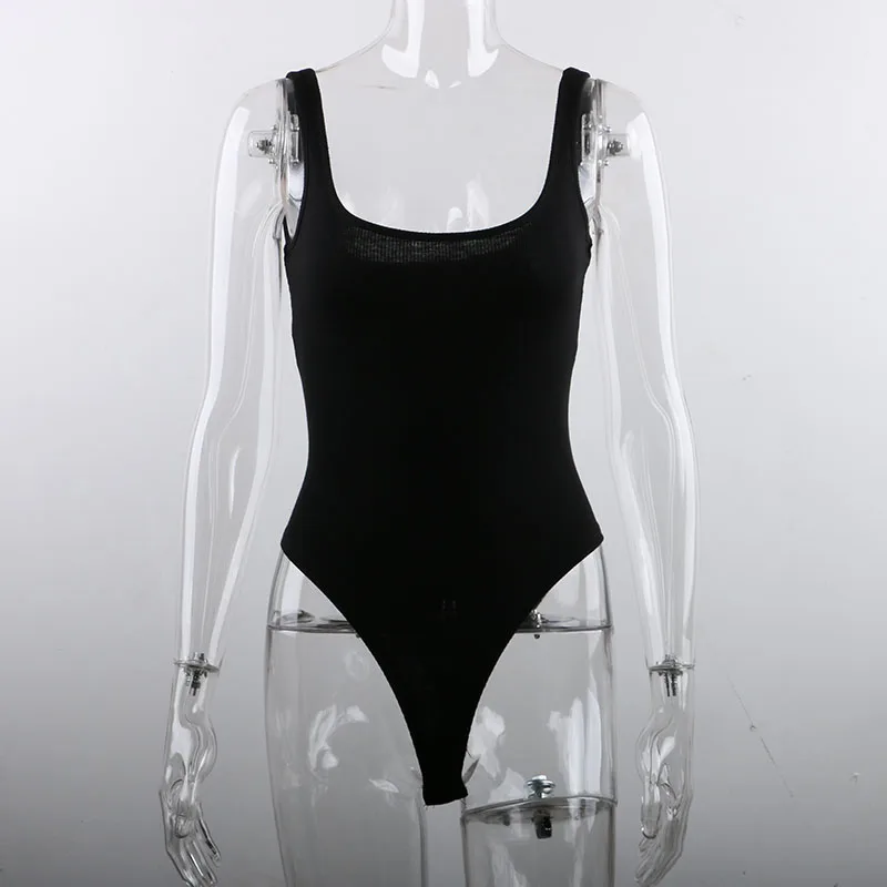 Nadafair Strappy White Bodysuit Sexy Ribbed Black Bodysuit For Women Summer2020 Sleeveless Backlesss Black Tank Top Body Female