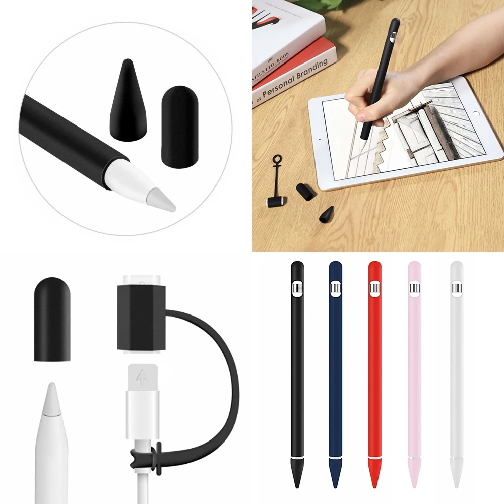 4 в 1 силиконовый чехол для Apple Pencil 1 чехол для iPad Tablet Touch Pen 1 защитный чехол для стилуса