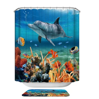 

180x180cm Easy Clean Multipurpose Bathroom Supplies Hanging Polyester Side Pull Household 12 Hooks Home Decor Shower Curtain