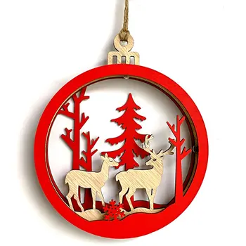 

Wooden Christmas 3D Large Bulb Shape Pendant Decoration Cute Interior Chrismas Tree Hanging Decorations Pendant