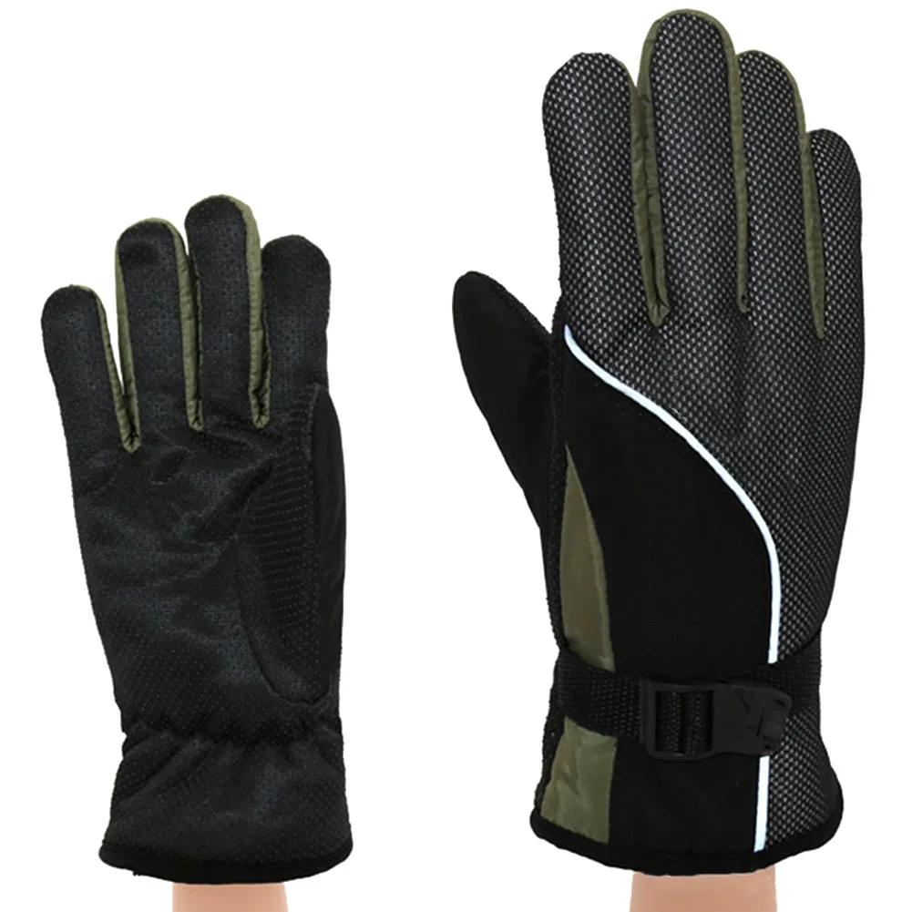 Army Green 1 пара, мужские светоотражающие велосипедные перчатки для активного отдыха, Нескользящие зимние ветрозащитные велосипедные перчатки, теплые спортивные перчатки для езды на мотоцикле - Цвет: Army Green