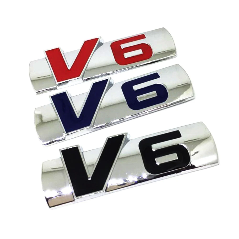 

10Pcs Personalized 3D Car Stickers Metal V6 Car Stickers Badge Decoration Stickers Universal For Most Cars