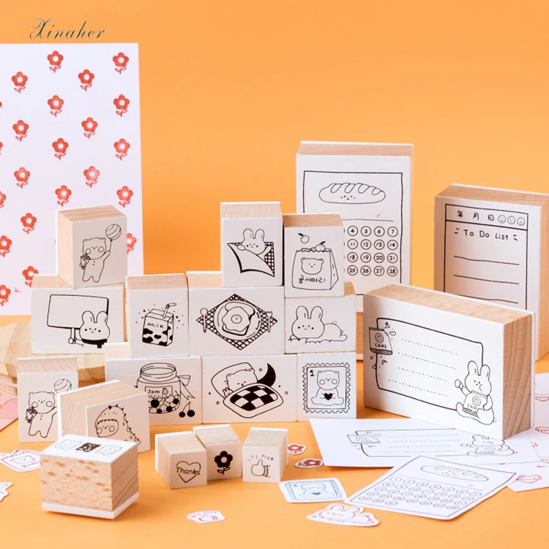 

1PC DIY Crafts Animals Stamps Wooden Rubber Creative Salt Style Funny Stamp Bullet Journal Stationery Standard Seal Supplies