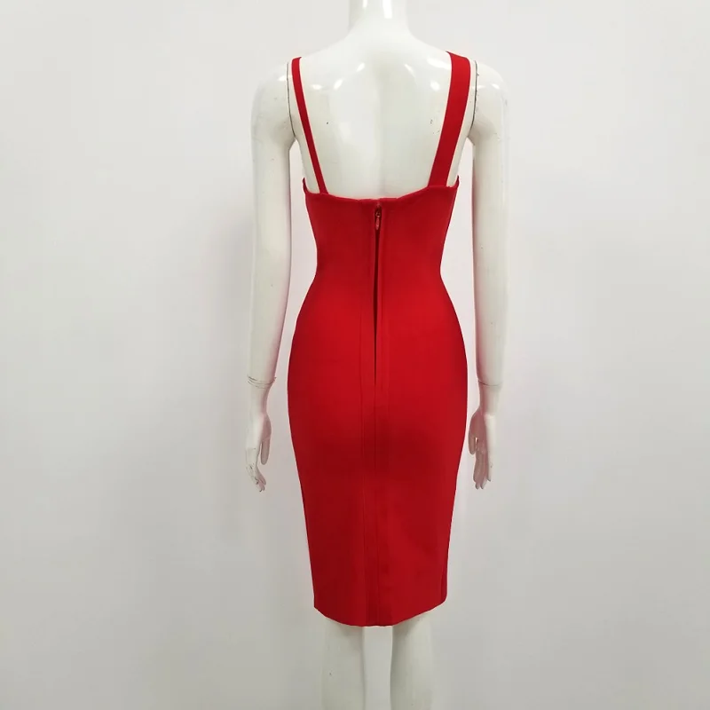 Красное сексуальное платье на бретельках с открытой спиной, Vestidos, дизайн, летнее облегающее платье без рукавов, элегантное женское платье