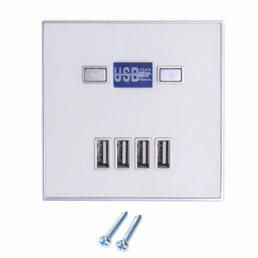 220V 4A 86 Тип 4 Порты usb стены Мощность гнездо адаптера Зарядное устройство Панель Быстрая зарядка розетки 3 Colors1
