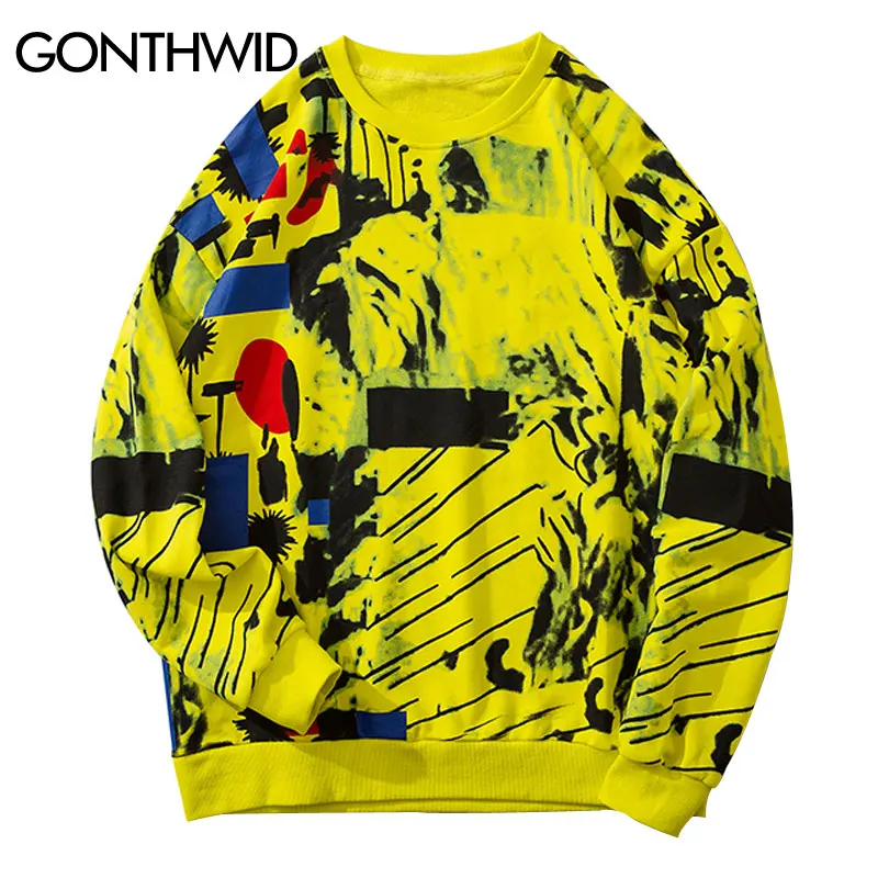 

GONTHWID Graffiti Print Pullover Sweatshirts Hoodies Streetwear Men Hip Hop Hipster Punk Rock Casual Hoodie Fashion Male Tops