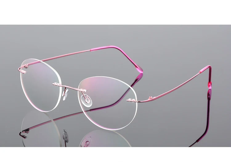 Pink Ретро Женские оправы для очков, ультралегкие бескаркасные оптические очки, винтажные гибкие круглые очки для близорукости, очки по рецепту - Цвет оправы: Pink