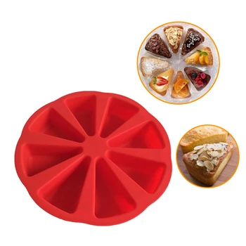 

Backing Molds Triangle Cake Pan Silicone Bake Mould Nonstick Pizza Bread Cookie Plate Reusable Heat-resistant Pudding 8 Points