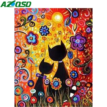 

AZQSD Paint By Number Cat Coloring By Numbers Cartoon Kits Drawing Canvas DIY Unframed 40x50cm HandPainted Home Decor