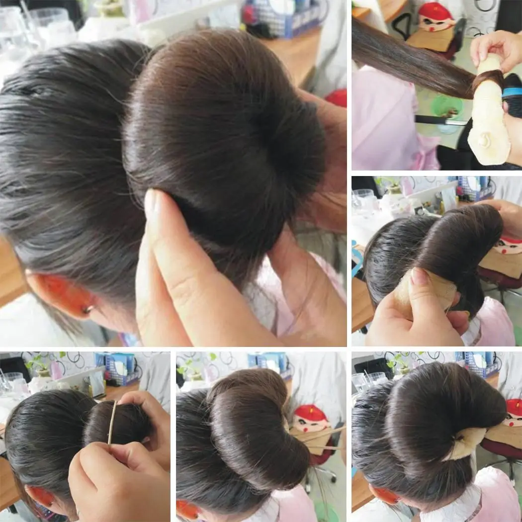 Женщины Девушки легко булочки для волос Braider геометрические волосы обнаженные, темный кофе, черный инструмент для укладки