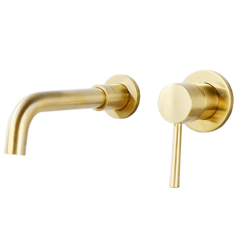  Modern Brass Wall Basin Mixer Tap Bathroom Kitchen Sink Faucet Swivel Spout Bath With Single Lever  - 4000303521108