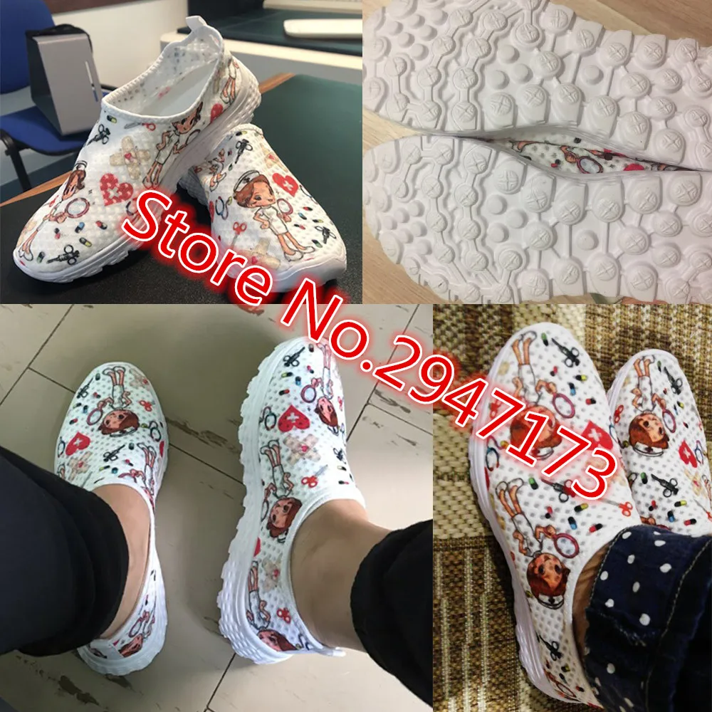 Women's Flats top	 INSTANTARTS Gradient Cartoon Nurse Premium Sketch Print Slip On Flat Nursing Shoes Woman Breathable Summer Casual Sneakers Mujer Women's Flats hot 