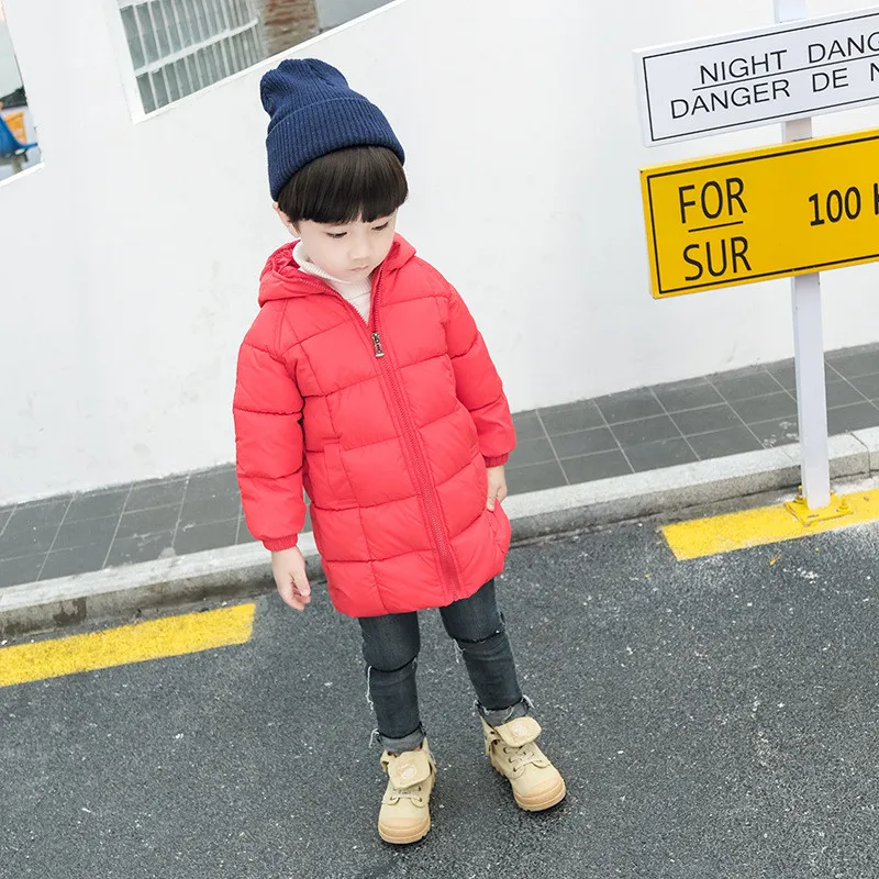 Red Kids Hooded Coat children's Winter jackets Warm cotton-padded jacket For Girls boys clothes enfant Outerwear Thicken Overcoat - Цвет: Red