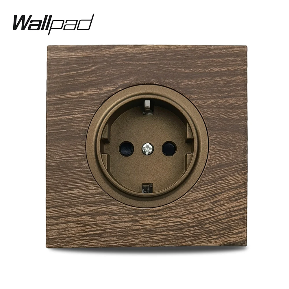 Wallpad สีไม้ซ็อกเก็ตผนังแผงอลูมิเนียม USB Charger Outlet EU ฝรั่งเศส UK Universal Power Outlet ต่ําราคา 1