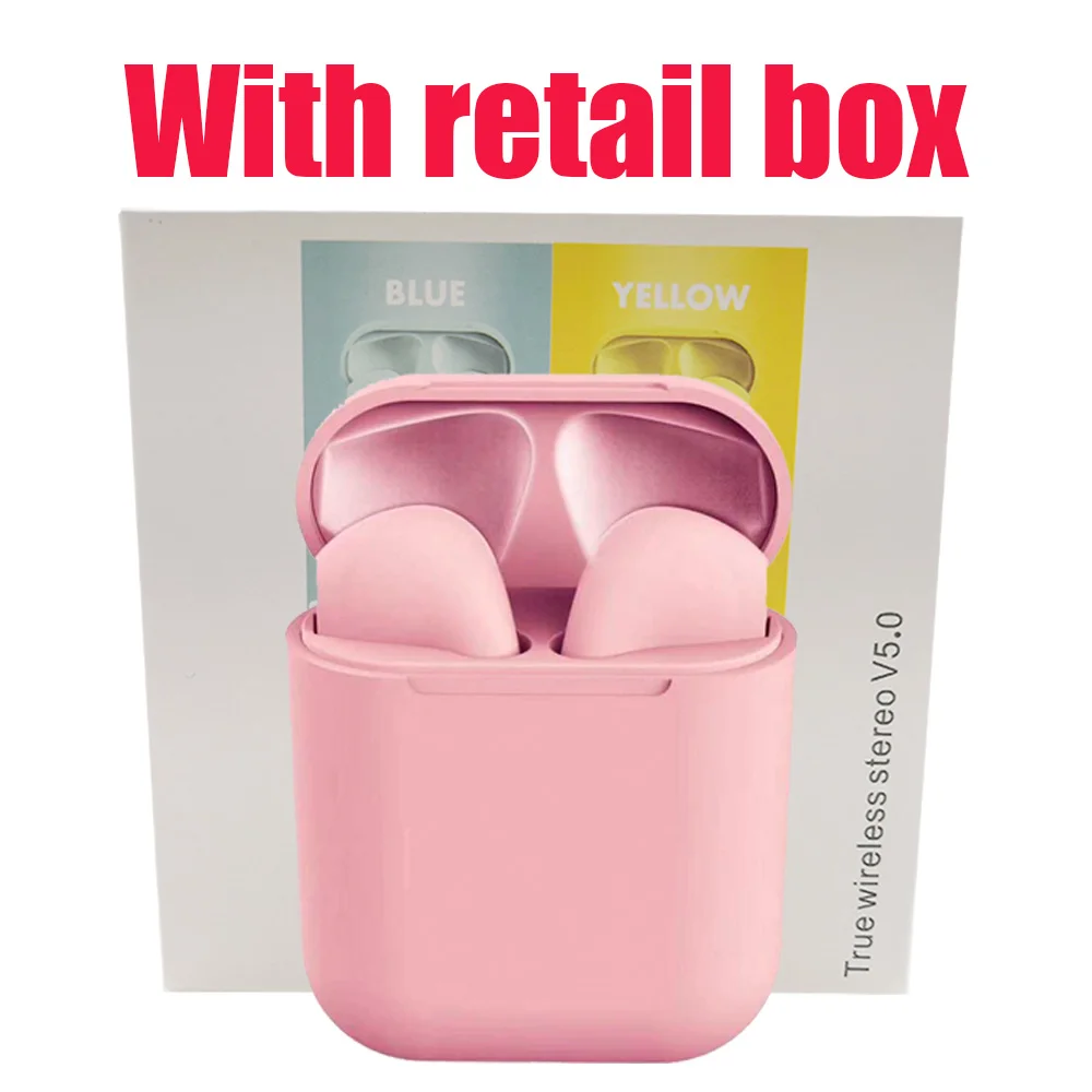 Pink Оригинальные inpods 12 Беспроводные наушники i12 tws наушники Macaron 12 inpods 12 i12 tws наушники для смартфона PK i7 i11 i14 TWS - Цвет: Pink