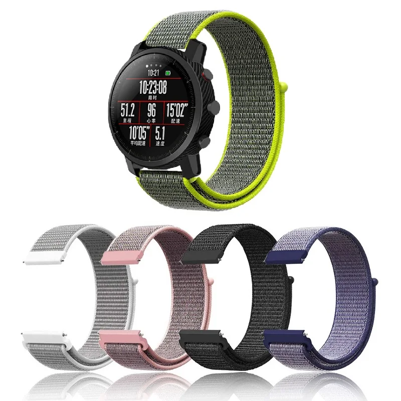 

For Xiaomi Huami AMAZFIT GTR 47MM strap Nylon Loop Smart Watch for amazfit stratos/gear s3/galaxy watch 46mm bracelet bands