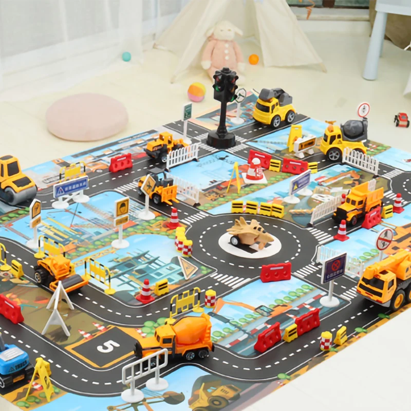Baby Play Mats Road Carpet for Kids Cartoon Traffic Rug Little Boys and Girls Indoor Toys Playmat Babies Playing Educational Mat | Игрушки и
