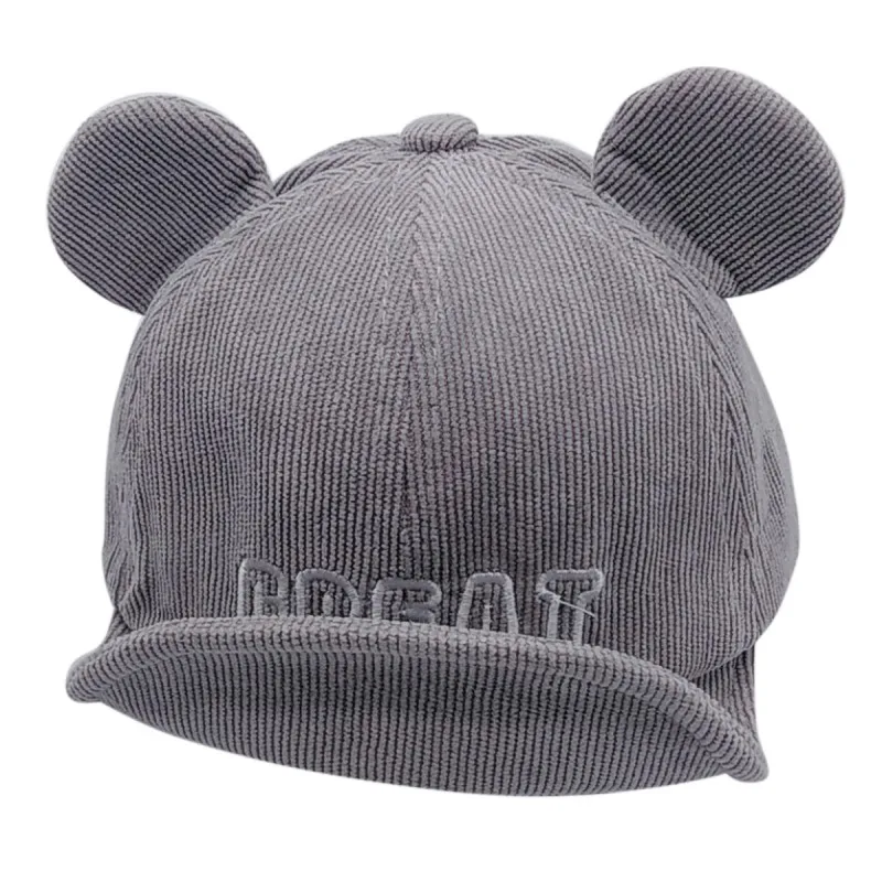 Серый Популярные детские шляпы детские для девочки мальчики милая мягкая дышащая бейсбольная кепка с вышитыми буквами кепки с козырьком - Цвет: Серый