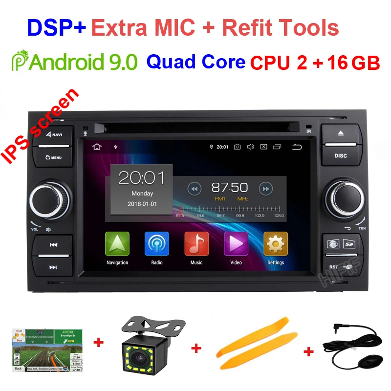 DSP " in dash 2 din Android 9,0 автомобильный dvd-плеер GPS для автомобиля, стерео OBD2 для Ford C-Max Fiesta Fusion Kuga Mondeo Фокус с радио - Цвет: 2G RAM 16G ROM DSP