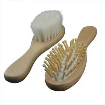 

2pcs Wooden Baby Hairbrush Comb Kit Head Massager Brushes Baby Shower Gift for Newborns Toddler Baby Care Comb