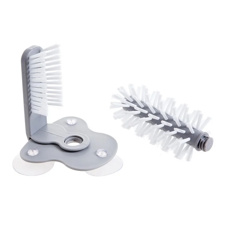 Creative Lazy Cup Brush Three Suction Cup Designs At The Bottom Made Of PP PVC Double Brush Head Design