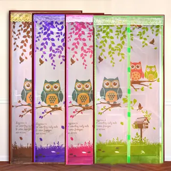 

Kuulee Owl Pattern Magnetic Anti-mosquito Door Curtain Door Divider Sheer Curtain Valance Decoration(with Pushpin)