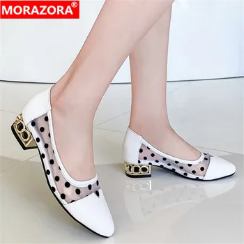 

MORAZORA plus size 33-43 2020 fashion ladies single shoes summer shallow pointed toe shoes woman black white color women pumps