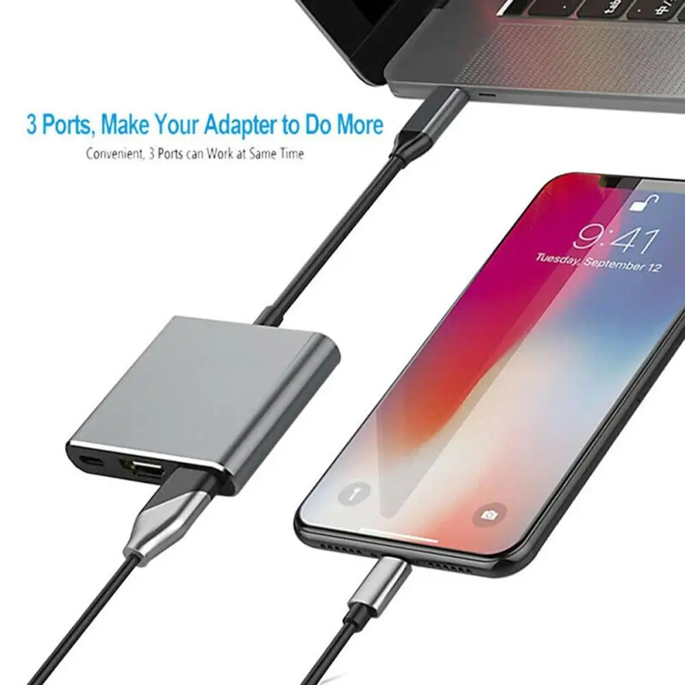 USB c конвертер адаптер type c к HDMI/USB 3,0/type c Алюминиевый адаптер type c для Apple Macbook