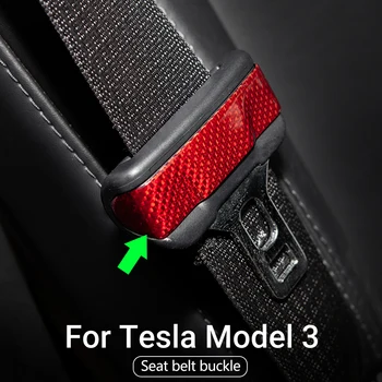 

For Tesla Model 3 Accessories -2020 2Pcs/Set ABS Chrome Interior Car Seat Safety Belt Buckle Protection Cover Model Three
