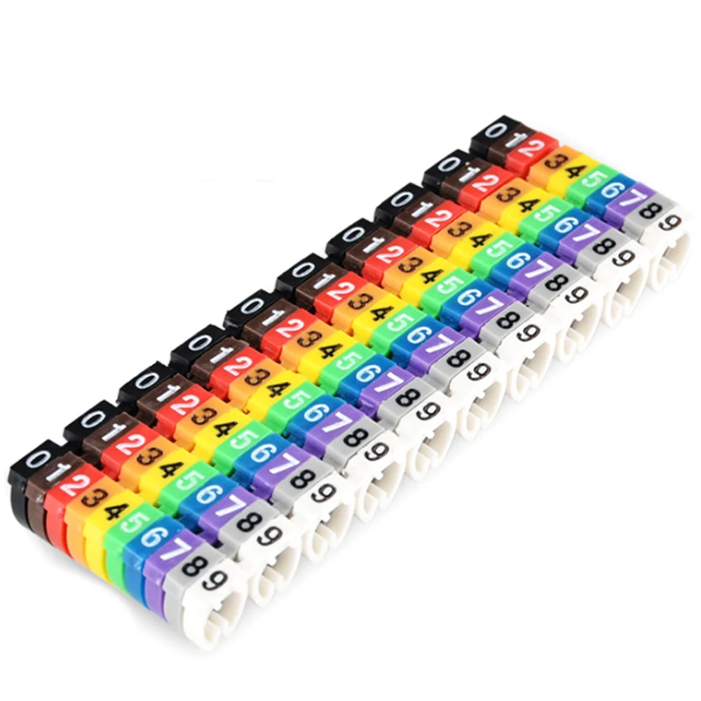 

100/150PCS Colourful C-Type Cable Marker Number Tag Label For 2-7mm Wire