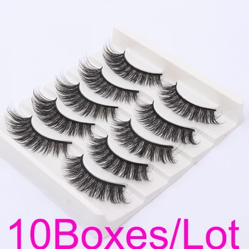 

LIYATTON 50 Pairs Faux Mink Dense False Eyelashes Natural Thick Black Volume Long Fake Eyelash Extension Lashes