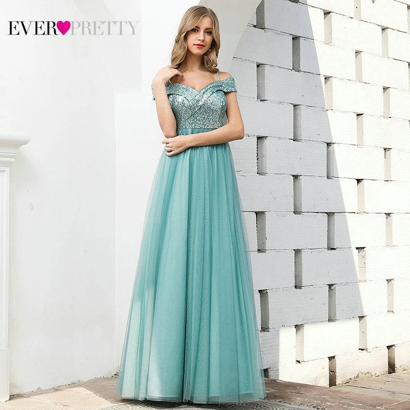 Вечерние платья с блестками Ever Pretty A Line рюшами v образным вырезом тонкие лямки
