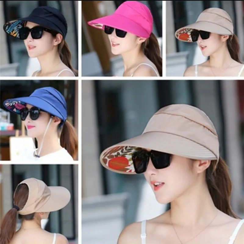 

Summer Hats For Women Foldable Sun Hat Pearl Flower Visor Suncreen Floppy Cap Female Outdoor Casual Baseball Cap