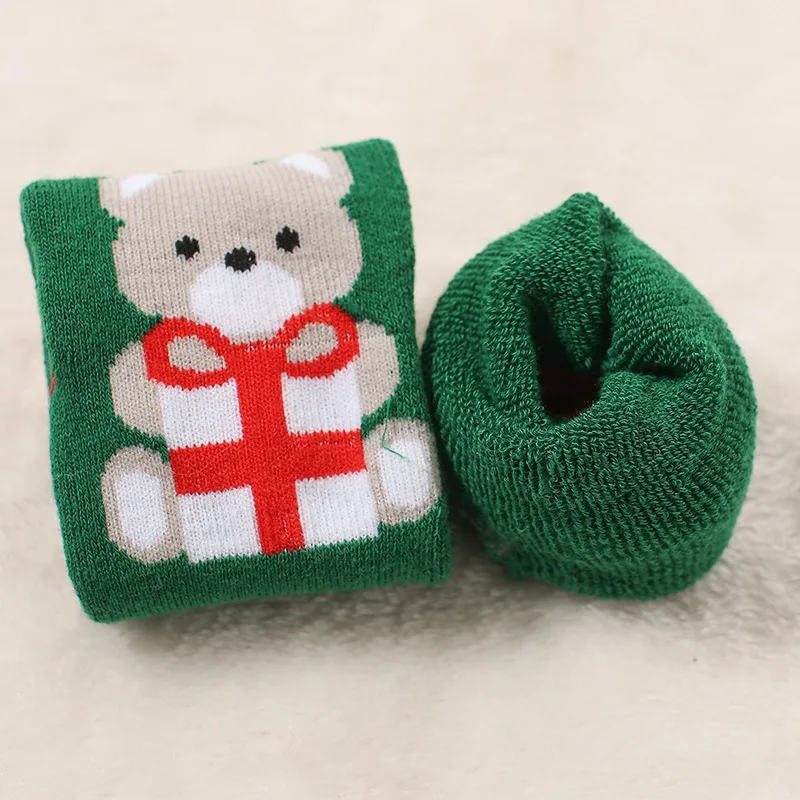 Хлопковые мягкие рождественские носки для маленьких мальчиков и девочек рождественские носки в полоску с Санта-Клаусом, оленем, медведем, снежинками
