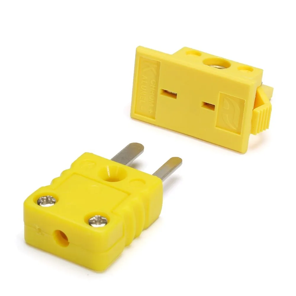 Yellow-Plastic-Shell-K-Type-Panel-Mount-Thermocouple-miniature-Socket-Plug-Connector-thermocouple-plugs-and-sockets