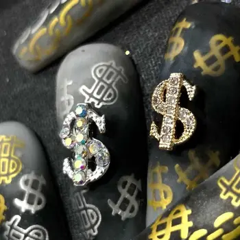 

5pcs / 10pcs Coin money dollar 3D alloy nail art decorations rhinestones gems metal nails accessories DIY nail jewelry charms
