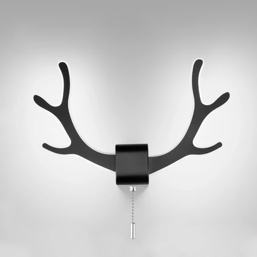 Indoor 8W LED Wall Mount Light Fixtures Antlers Shape Pull Switch Lamp Bedroom 