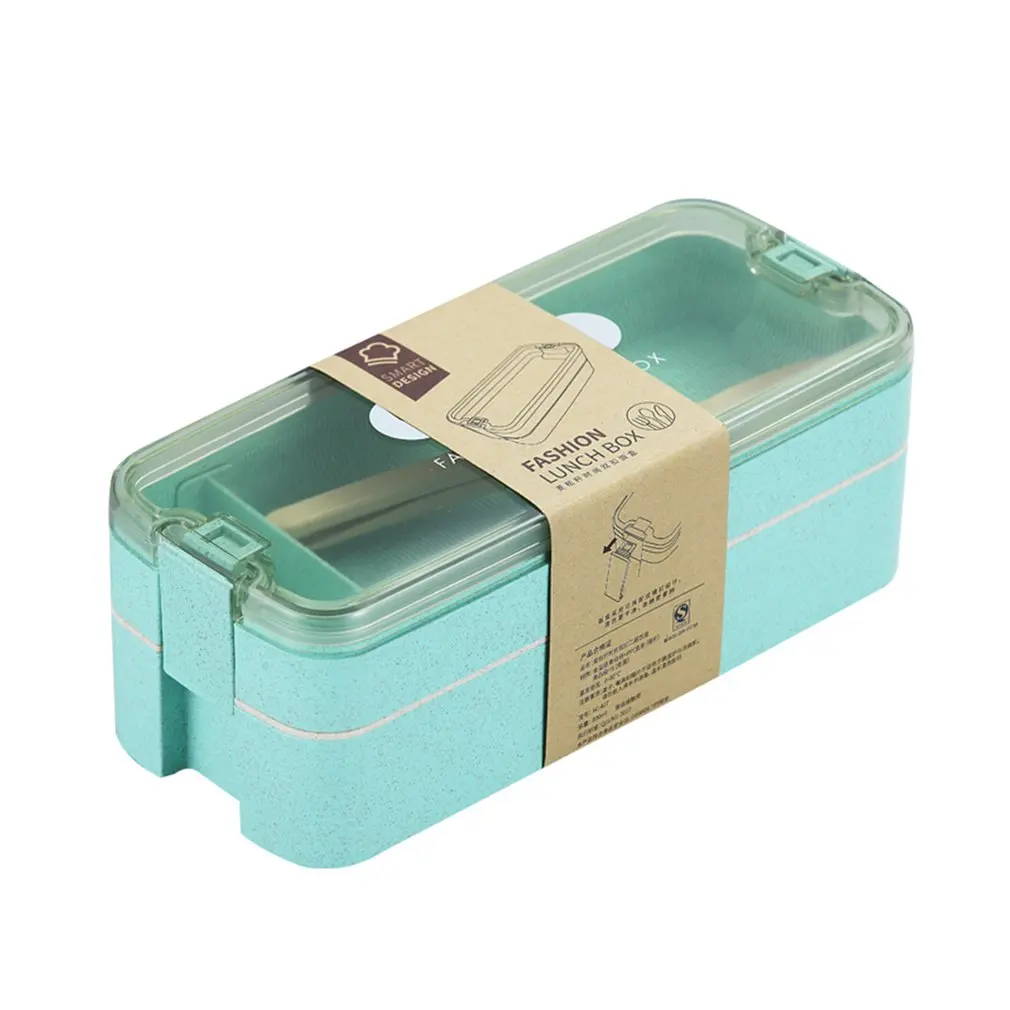

900ml 3 Layers Lunch Box Wheat Straw Non-toxic Bento Boxes Microwave Dinnerware Food Storage Container School Lunchbox