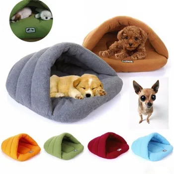 

New Solid Pet Cat Dog Fleece Nest Bed Puppy Soft Warm Cave House Winter Sleeping Bag Mat Pad