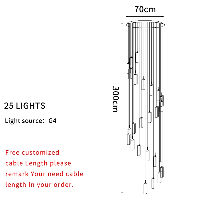 D70 H300cm 25lights Современная хрустальная люстра освещение подвесной светильник блеск cristal led Большая лестница длинный Лофт стеклянные шары подвесные светильники chandeli - Цвет абажура: D70 H300cm 25lights