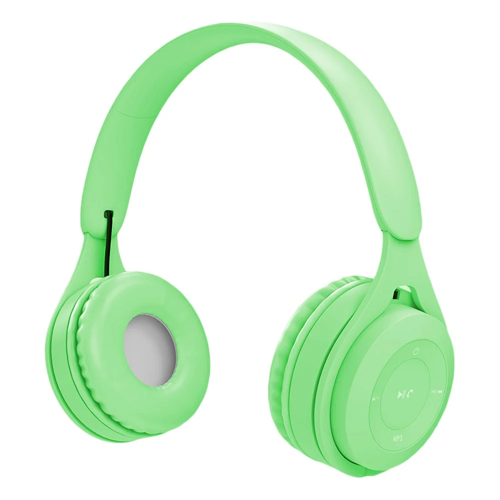 Head Mounted Wireless Bluetooth Headset HiFi Stereo Bass Over Ear Gaming Headphone with Microphone Macaron Color Earphones