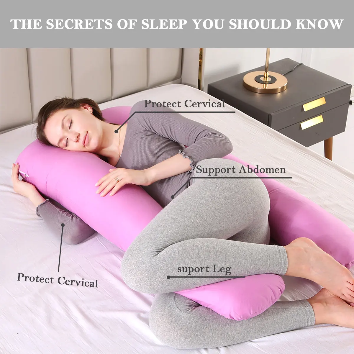 Memory Foam Body Pillow- for Side Sleepers, Back Pain, Pregnant Women,  Aching Legs and Knees, Hypoallergenic Zippered Protector by Lavish Home  (Blue)