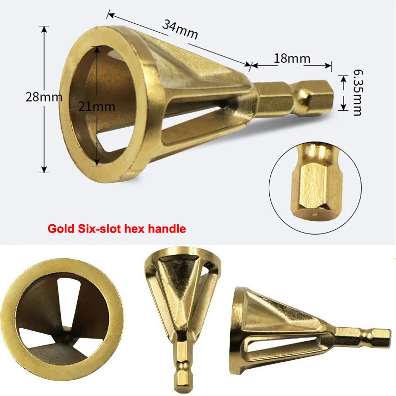 Six-slot hex handle Deburring Car Tire Repair Tools External Chamfer Tool Drill Bit Remove Screw Burr Grinding