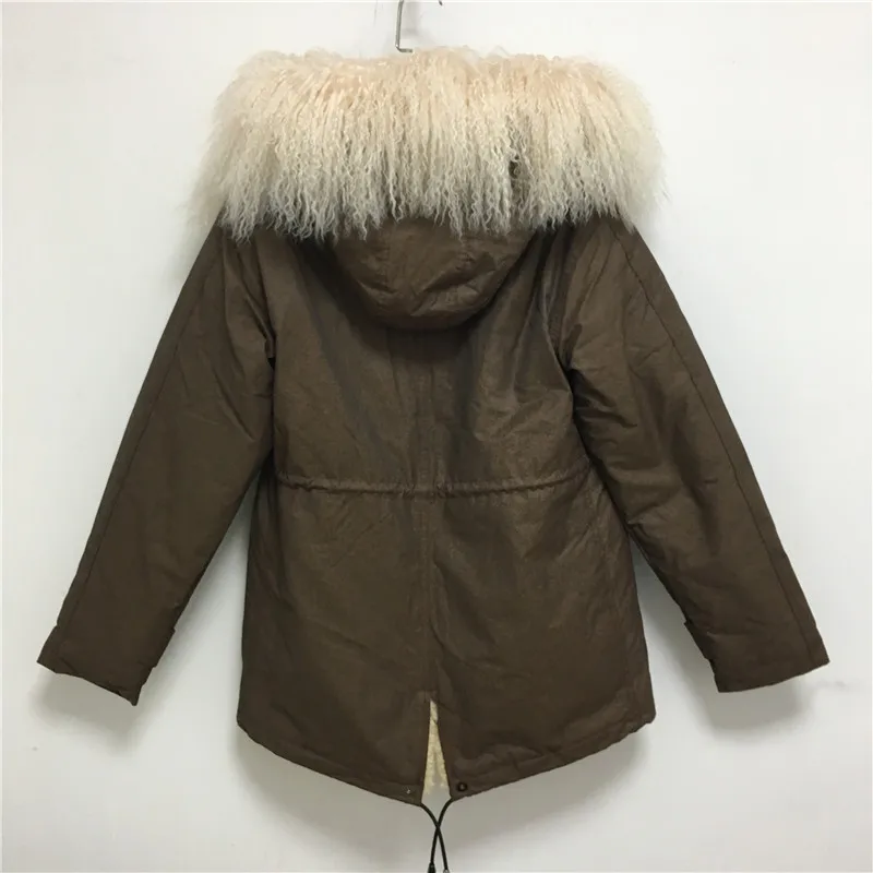 Men's Brown Short Jacket Top Quality Real Lamb Fur Collar Can Be Removable High-tech Anti-Lamb Liner Coat Plus Size Parka