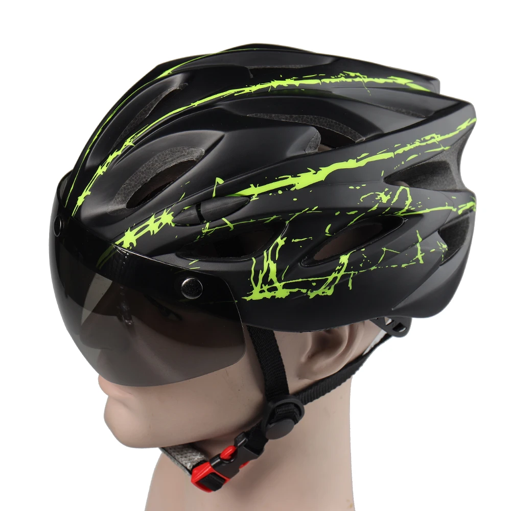 Windproof Bicycle Helmet Safety Capacete Ciclista Breathable Mountain Road Casco MTB Bike Helmet with Goggles Removable Lens