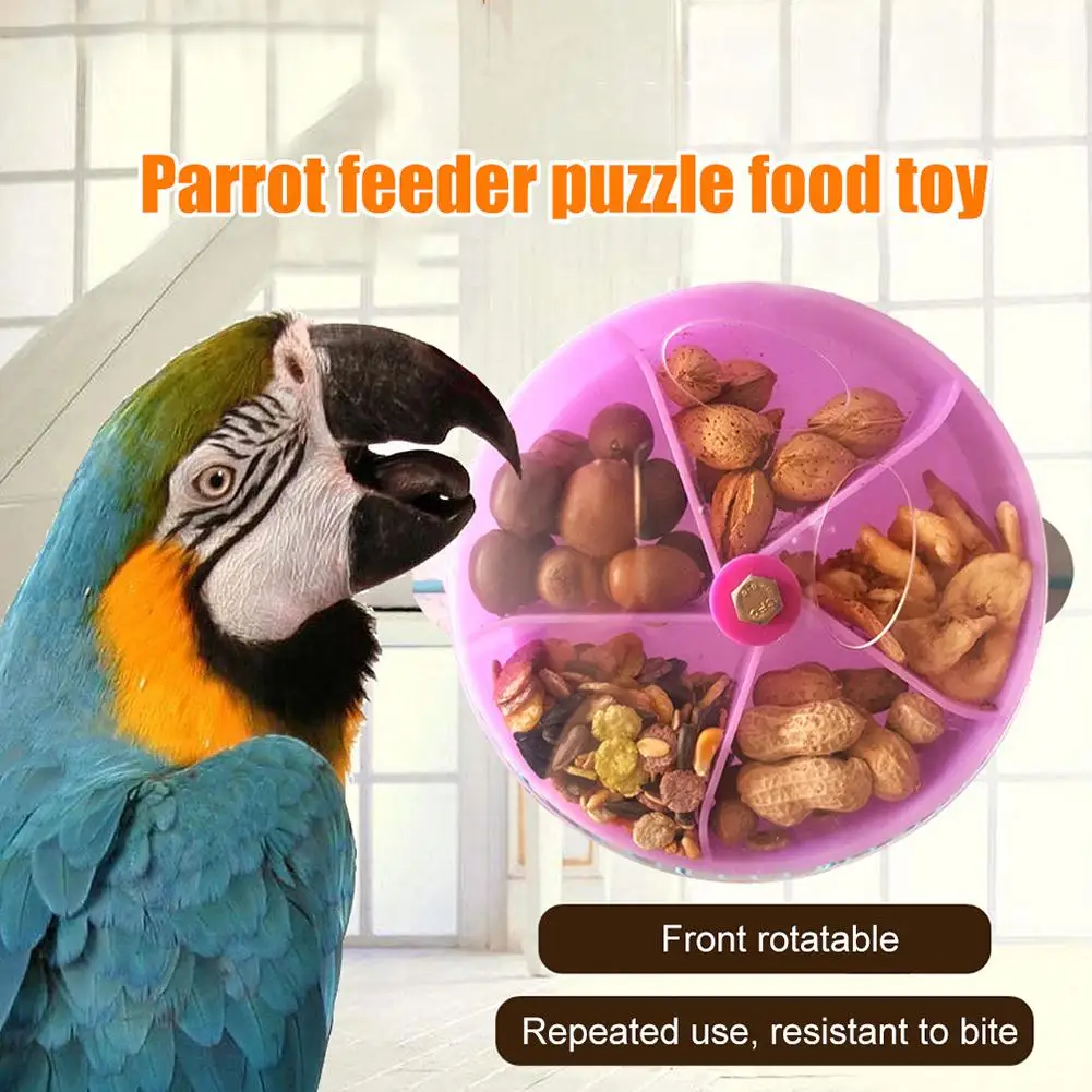 

Rotate Pet Funny Parrot Toy Easy to Use Wheels Bite Chewing Birds potential Foraging Food Box Cage Feeder