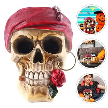 

1pc Skull Statue Funny Scary Skull Craft Nordic Style Halloween Prop Desk Ornament Resin Skull for Bar Haunted House Halloween
